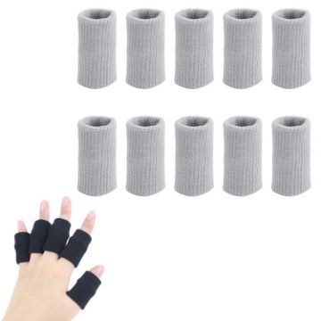 Gray 10pcs Basketball Riding Finger Sleeves Joint Protectors - 1