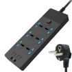TB-T12 3000W Flame-Retardant Socket, EU Plug, 4-USB, 6-Jacks, Switch - 1