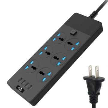 TB-T12 3000W Multifunctional Socket, 4 USB Ports & 6 Jacks (US Plug) - 1