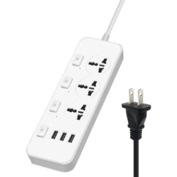 T14 2500W Multifunctional Socket, 3 Plugs & USB, US Plug, White - 1