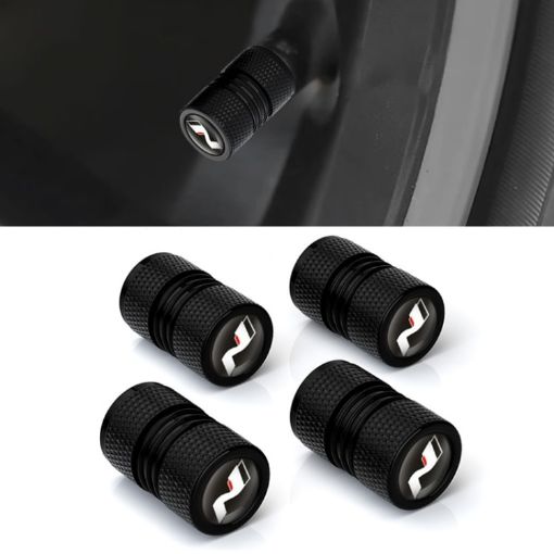 Black Aluminium N Label Car Tire Valve Caps - 4pcs/set - 1