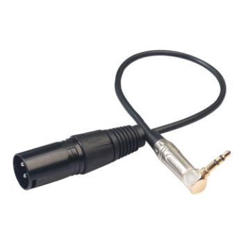 0.3m 3.5mm TRS to XLR 3Pin Audio Cable, 90 Degree (Black) - 1