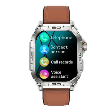 K63 1.96" Heart Rate/Blood Oxygen Bluetooth Call Smart Watch Brown - 1