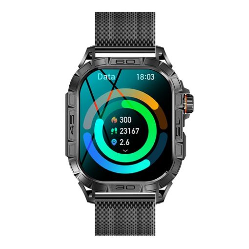 K63 1.96-Inch Bluetooth Call Sports Smart Watch, Black Steel - 1