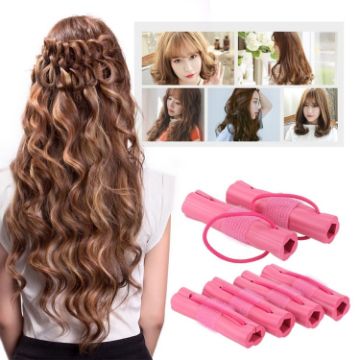 6pcs Sleeping Soft Sponge Hair Curlers No Heat Rollers (Rose Red) - 1