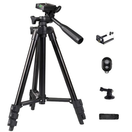 Portable Aluminum DSLR Tripod with Clip, Bag, Controller, Adaptor - 1