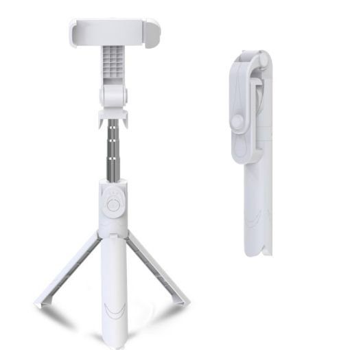 XT09 White Bluetooth Selfie Stick & Tripod Bracket for Phones - 1