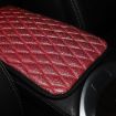 Red PU Leather Glitter Car Armrest Console Cover Mat 32x19cm - 5