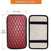 Red PU Leather Glitter Car Armrest Console Cover Mat 32x19cm - 6
