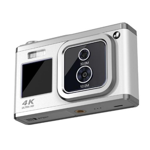 4K HD Dual Lens Camera 50MP Dual Screen Selfie Camera (White) - 1