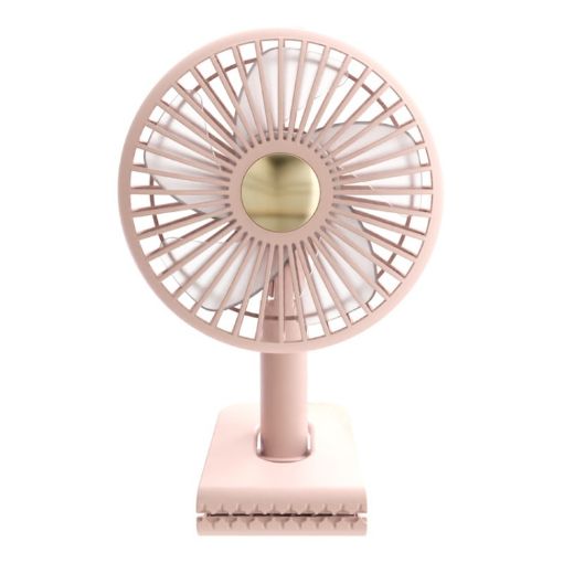 Rechargeable Pink Clip-On Oscillating Car Fan with Light - 1