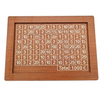 Light Brown Wooden Money Box Piggy Bank with Counter 1000 Euros - 1