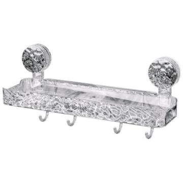 Bathroom Suction Cup Shelf Wall Mounted Organizing Rack (Silver) - 1