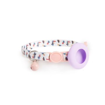 AirTag Pet Collar Holder - Pineapple Parrot Design with Bell & Buckle - 1