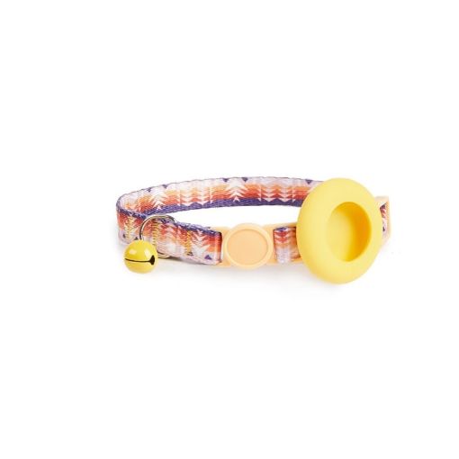 AirTag Pet Collar Holder Case with Bell, Safety Buckle, Orange Storm - 1