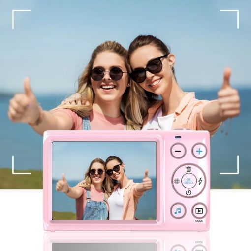 2.8" Display 64MP 4K HD Digital Camera with 18x Zoom (Pink) - 1