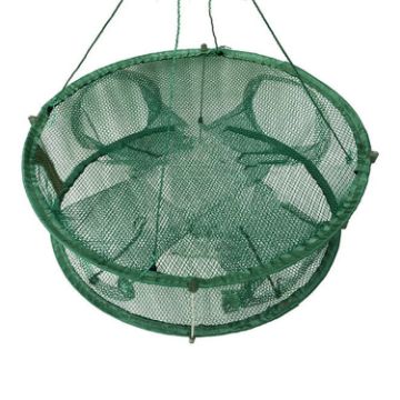 4-Hole Green Automatic Folding Fish Net with Support Rod - 1