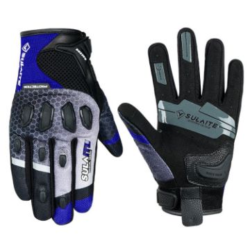 SULAITE Motorcycle Touch Screen Mesh Gloves, Size L (Black Blue) - 1