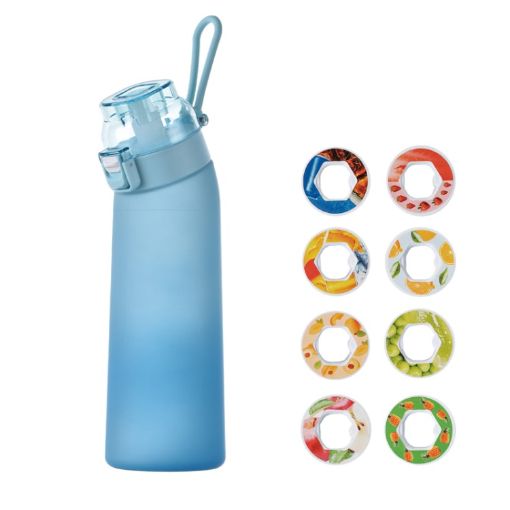 700ml Blue Tritan Sports Water Bottle with 8 Fruit Scent Rings - 1
