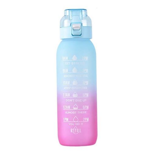 Gradient Blue Pink Tritan Water Bottle - 1000ml Large Capacity - 1