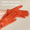 OZERO Women's Orange Red Sheepskin Gloves, Fleece Lined, Size M - 3