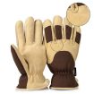 Deerskin Leather Thermal Gloves for Cold Weather, Size: L - 2