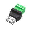 JUXIN USB2.0 Type-A to 4 Pin Screw Terminal Block Adapter, Female - 1