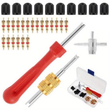 33pcs Tire Valve Core Tool & Repair Kit for Car Bicycle, Spec B - 1