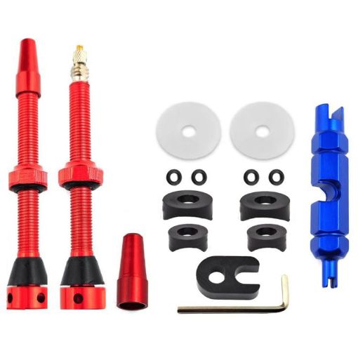 60mm Red B Tubeless French Valve for Mountain Road Bike - 1