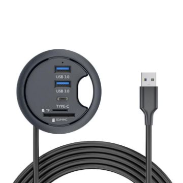 USB-C/USB3.0/SD/MMC Desk Grommet Hub, 1.2m Cable Length - 1