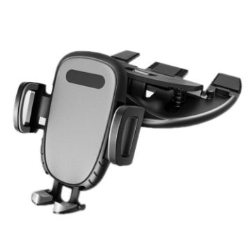 Gray Automatic Lock Car CD Slot Phone Holder - 1