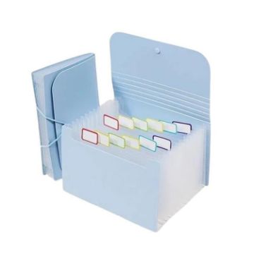 A6 File Organizer: 12 Pockets Expanding Folders, Blue Storage - 1