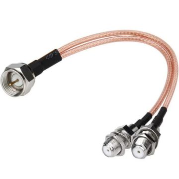 15cm Coaxial RF Cable F Male to Dual Female Splitter - 1