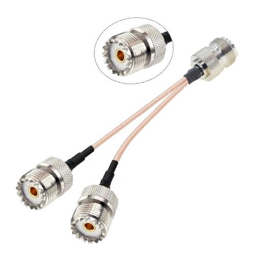 15cm UHF Female to Dual Female Adapter PL-259 to SO239 RG316 - 1