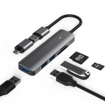 Blueendless 5-in-1 Type-C HUB Dock: USB3.0 x3 + SD/TF3.0 Expansion - 1