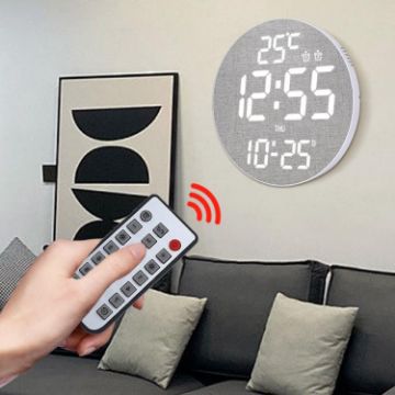 11.6" White Wall Clock with Remote & Multi-Functional Alarm - 1