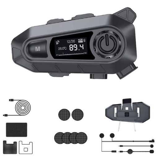 A1 Waterproof Motorcycle Helmet Bluetooth Headset, Soft & Hard Mics - 1