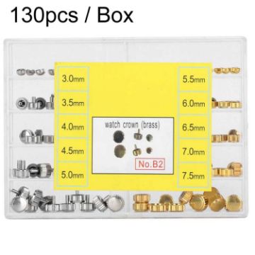 130pcs Multi-Size Watch Crown Maintenance Kit 3.0-7.5mm (NO.B2) - 1