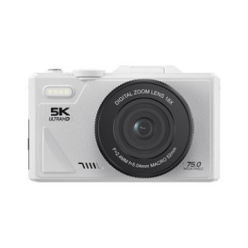 W1 5K HD 75MP Camera, 18X Zoom WiFi Recorder, Flip Screen (White) - 1