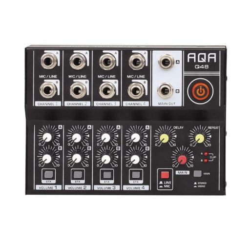 Q48 8 Channel Audio Mixer Console with Digital Reverberator Effects - 1