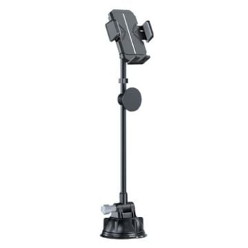 Bendable Hose Car Phone Holder with Large Suction Cup (Gray) - 1