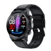 E400 Smart Watch 1.39" HD Round Screen, ECG, Blood Sugar, Black Leather - 1