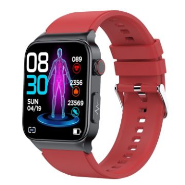 E500 1.83" HD Smart Watch with ECG & Blood Sugar Monitor (Red) - 1