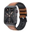 E500 Smart Watch: 1.83" HD, ECG, Blood Sugar, Leather Strap (Brown) - 1