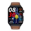 E500 Smart Watch: 1.83" HD, ECG, Blood Sugar, Leather Strap (Brown) - 2