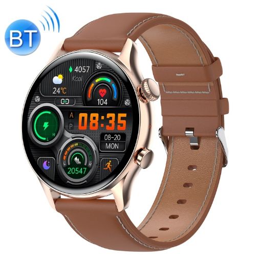Ochstin 5HK8 Pro 1.36" Smart Watch, Leather Strap (Gold) - 1