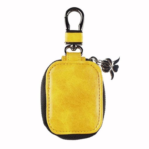 Yellow Leather Storage Bag for Apple AirPods Bluetooth Earphones - 1