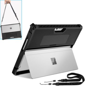 Black Striped Hollow Case for Microsoft Surface Pro 9 w/ Strap - 1