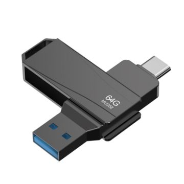Lenovo Thinkplus MU252 64GB USB 3.1 + USB-C Flash Drive (Black) - 1