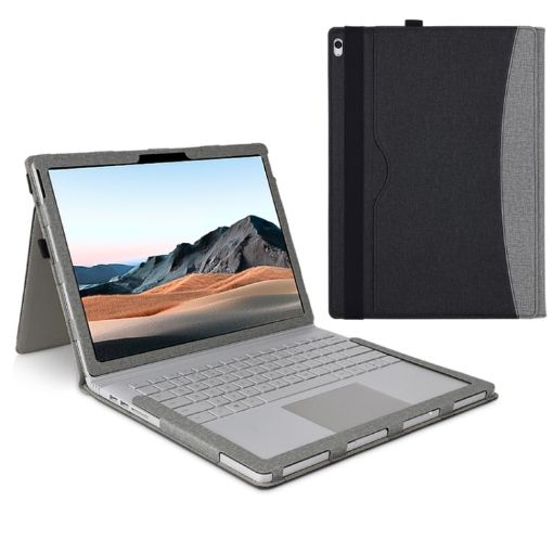 Leather Laptop Case for Microsoft Surface Book 3/2/1 15" (Black Grey) - 1